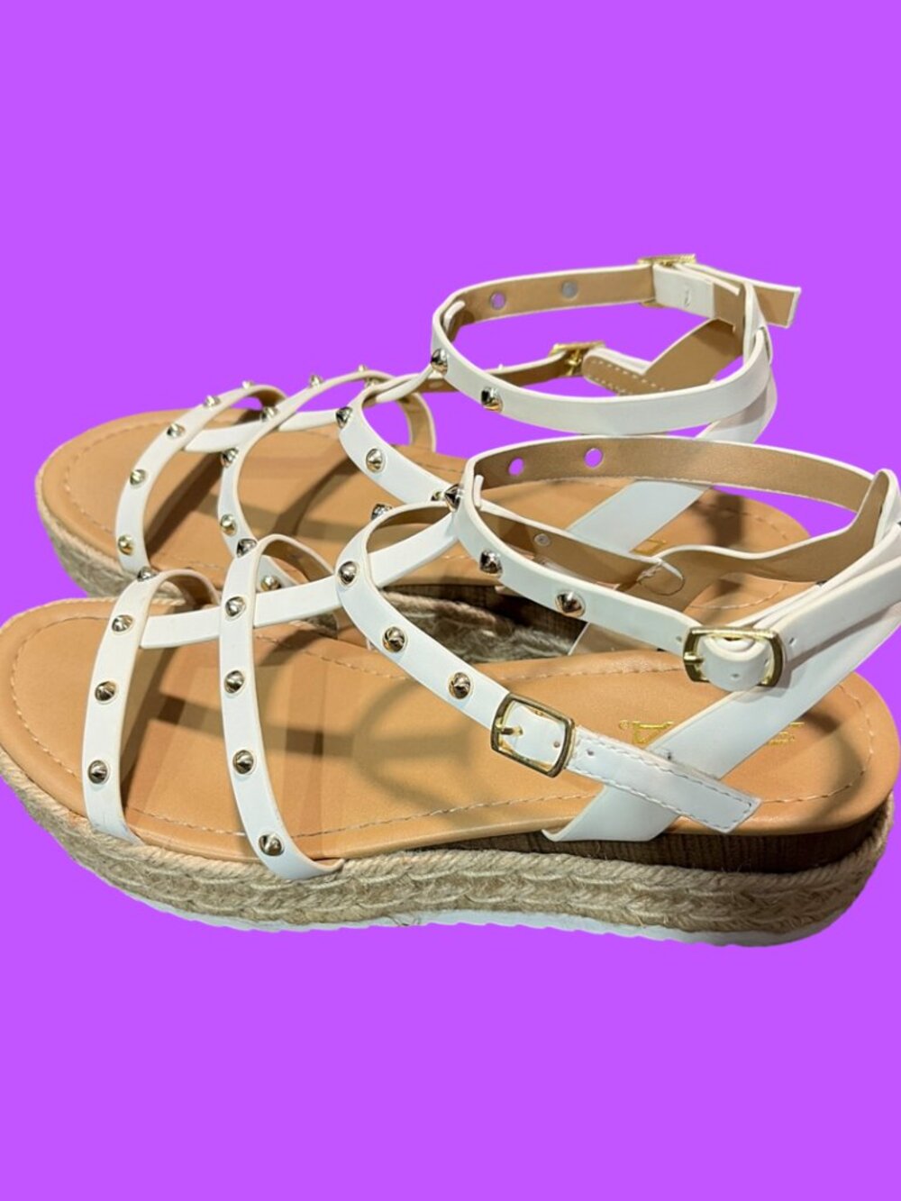 Sz.9*Soda*White Strappy Gladiator Sandals W/ Platform